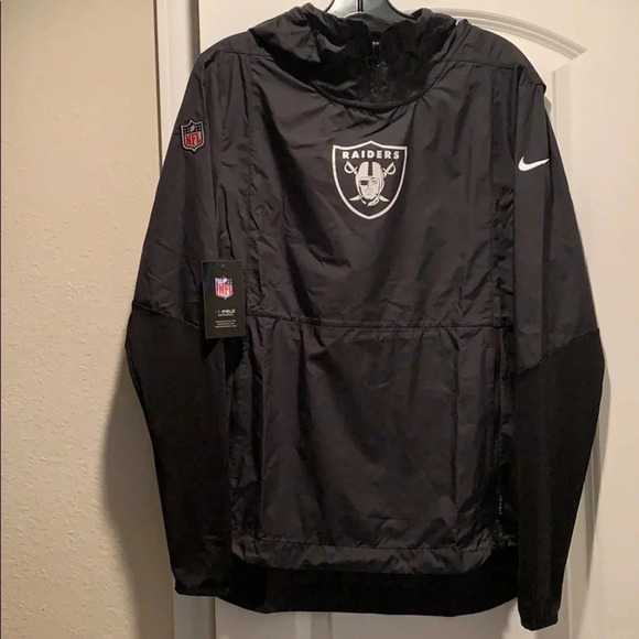 Raiders Jacket NFL Nike Pullover Windbreaker Hoodie Size Small New - Picture 1 of 15